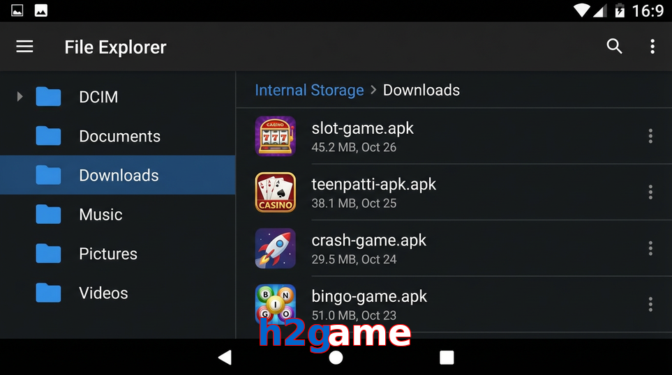 Main screen of H2game gameapk page for PK players