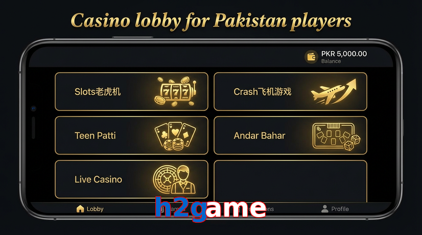 Lobby view of H2game for Pakistan users